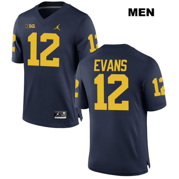 Men's NCAA Michigan Wolverines Chris Evans #12 Navy Jordan Brand Authentic Stitched Football College Jersey CH25R16DT